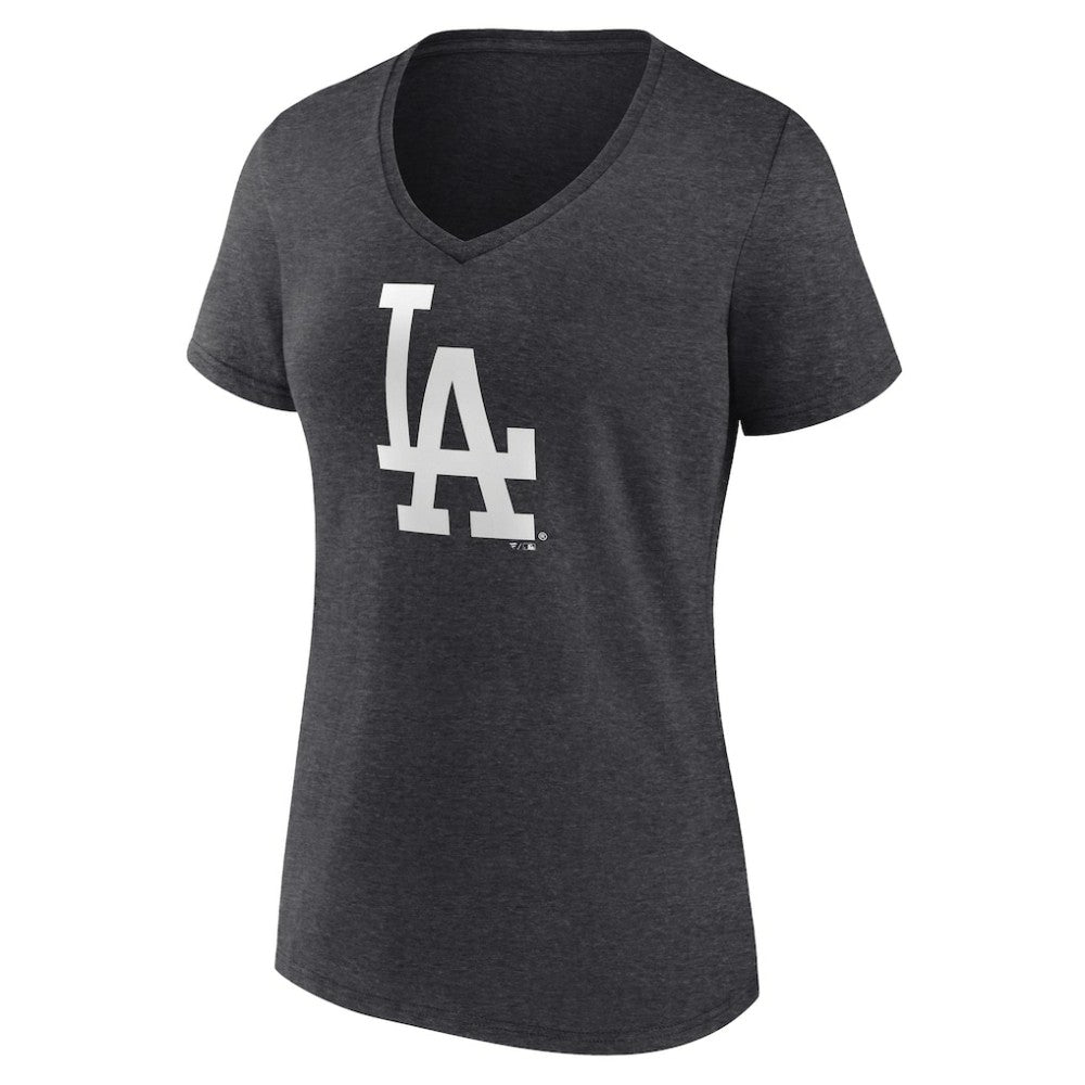 Los Angeles Dodgers Women's Monochrome V-Neck T-Shirt - Charcoal - MLB Online