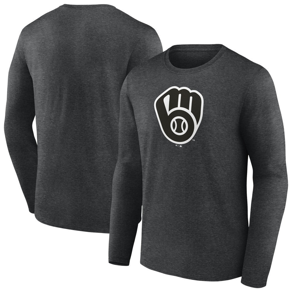 Milwaukee Brewers Monochrome Long Sleeve T-Shirt - Charcoal - MLB Sale
