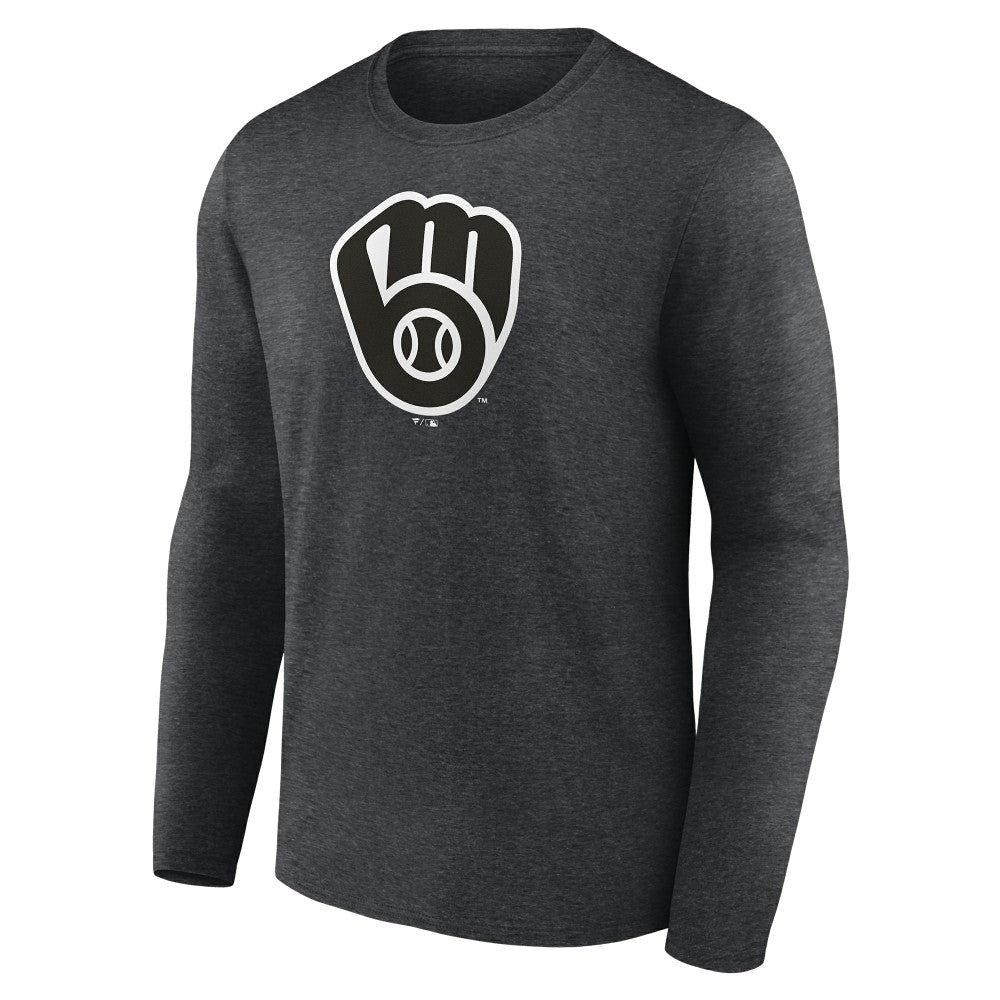 Milwaukee Brewers Monochrome Long Sleeve T-Shirt - Charcoal - MLB Sale