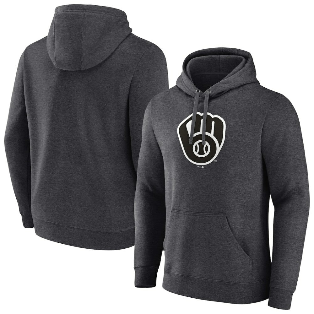 Milwaukee Brewers Monochrome Pullover Hoodie - Charcoal - MLB Discount