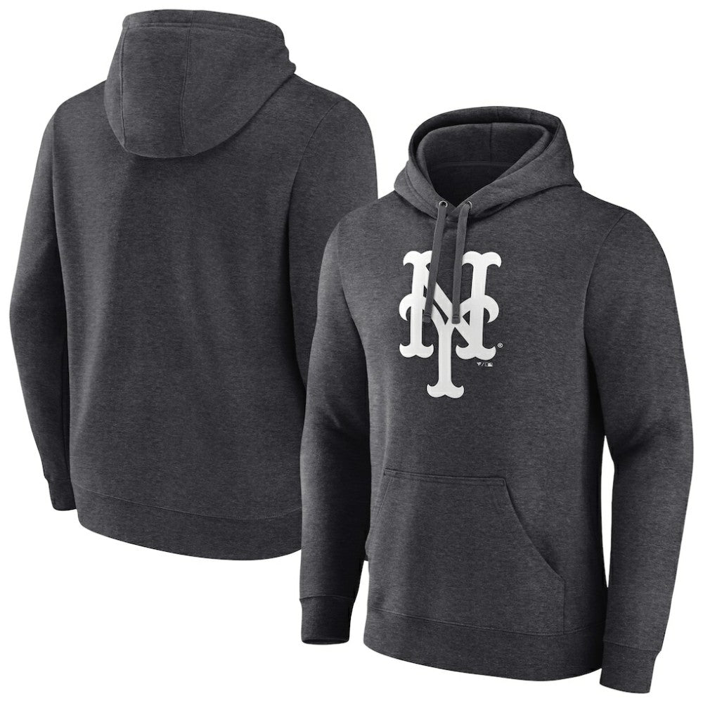 New York Mets Monochrome Pullover Hoodie - Charcoal - MLB Discount
