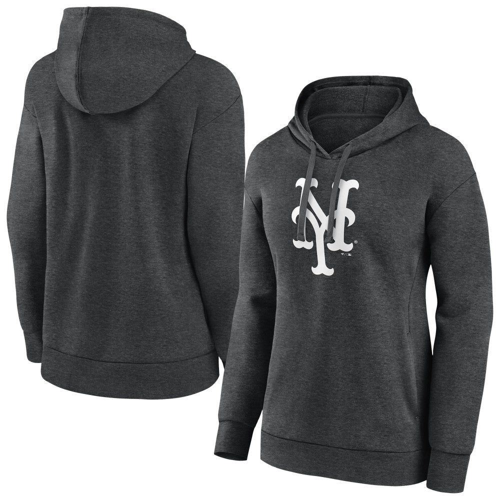 New York Mets Women's Monochrome Pullover Hoodie - Charcoal - MLB Online