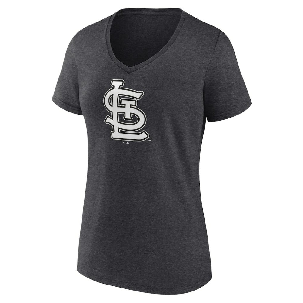St. Louis Cardinals Women's Monochrome V-Neck T-Shirt - Charcoal - MLB Discount