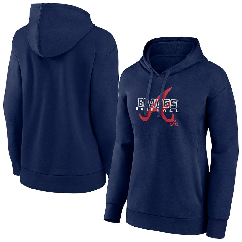 Atlanta Braves Women's Stellar Pullover Hoodie - Navy - MLB Discount