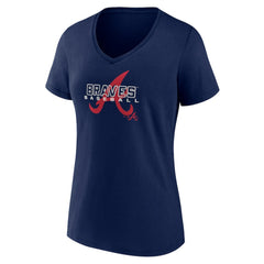 Atlanta Braves Women's Stellar V-Neck T-Shirt - Navy - MLB Discount