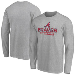 Atlanta Braves Evanston Stencil Long Sleeve T-Shirt - Gray - MLB Discount