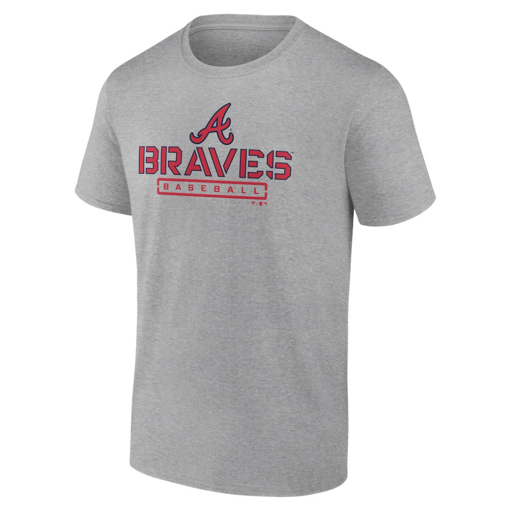 Atlanta Braves Evanston Stencil T-Shirt - Heather Gray - MLB Sale
