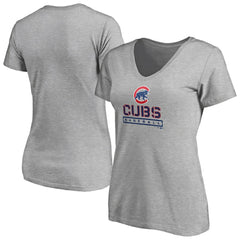 Chicago Cubs Women's Evanston Stencil V-Neck T-Shirt - Gray - MLB Online