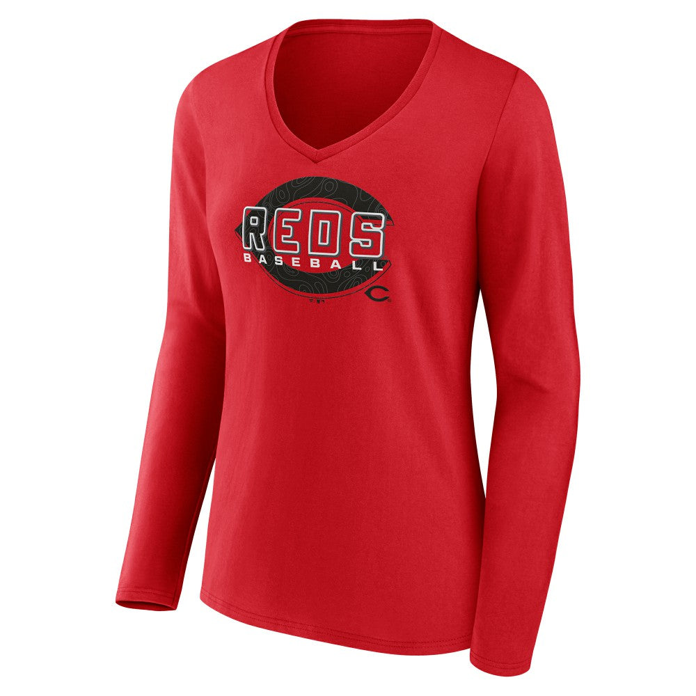 Cincinnati Reds Women's Stellar Long Sleeve V-Neck T-Shirt - Red - MLB Sale