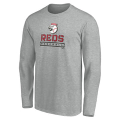 Cincinnati Reds Evanston Stencil Long Sleeve T-Shirt - Gray - MLB Online