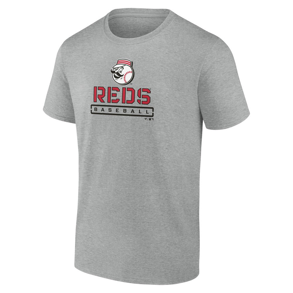 Cincinnati Reds Evanston Stencil T-Shirt - Heather Gray - MLB on Sale