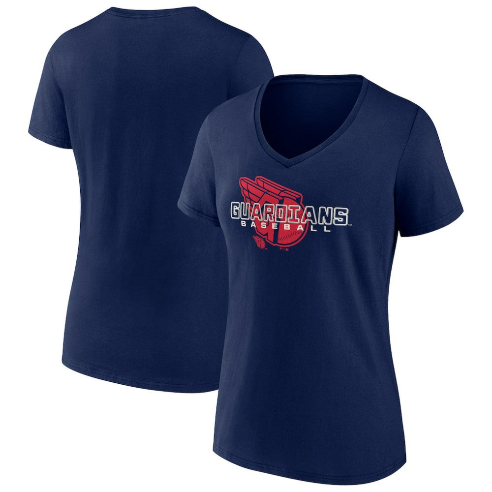 Cleveland Guardians Women's Stellar V-Neck T-Shirt - Navy - MLB Sale