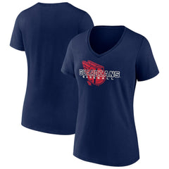 Cleveland Guardians Women's Stellar V-Neck T-Shirt - Navy - MLB Sale