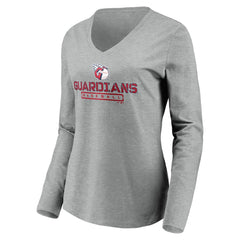 Cleveland Guardians Women's Evanston Stencil Long Sleeve V-Neck T-Shirt - Gray - MLB Sale