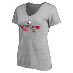 Cleveland Guardians Women's Evanston Stencil V-Neck T-Shirt - Gray - MLB Discount