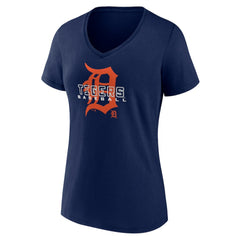 Detroit Tigers Women's Stellar V-Neck T-Shirt - Navy - MLB Discount