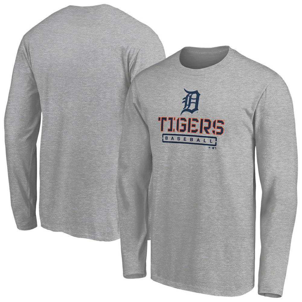 Detroit Tigers Evanston Stencil Long Sleeve T-Shirt - Gray - MLB Online