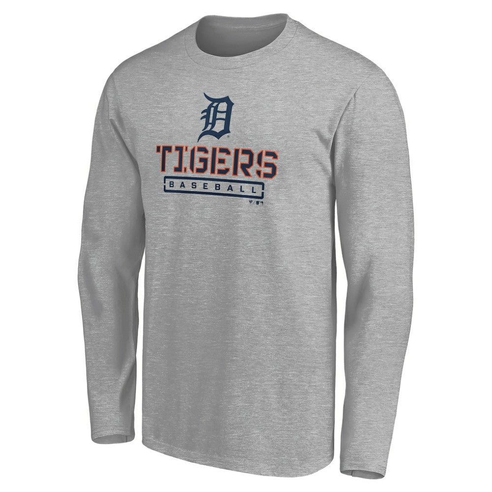 Detroit Tigers Evanston Stencil Long Sleeve T-Shirt - Gray - MLB Online