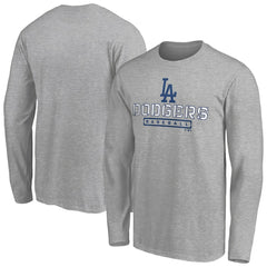 Los Angeles Dodgers Evanston Stencil Long Sleeve T-Shirt - Gray - MLB Discount