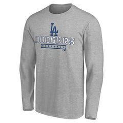 Los Angeles Dodgers Evanston Stencil Long Sleeve T-Shirt - Gray - MLB Discount