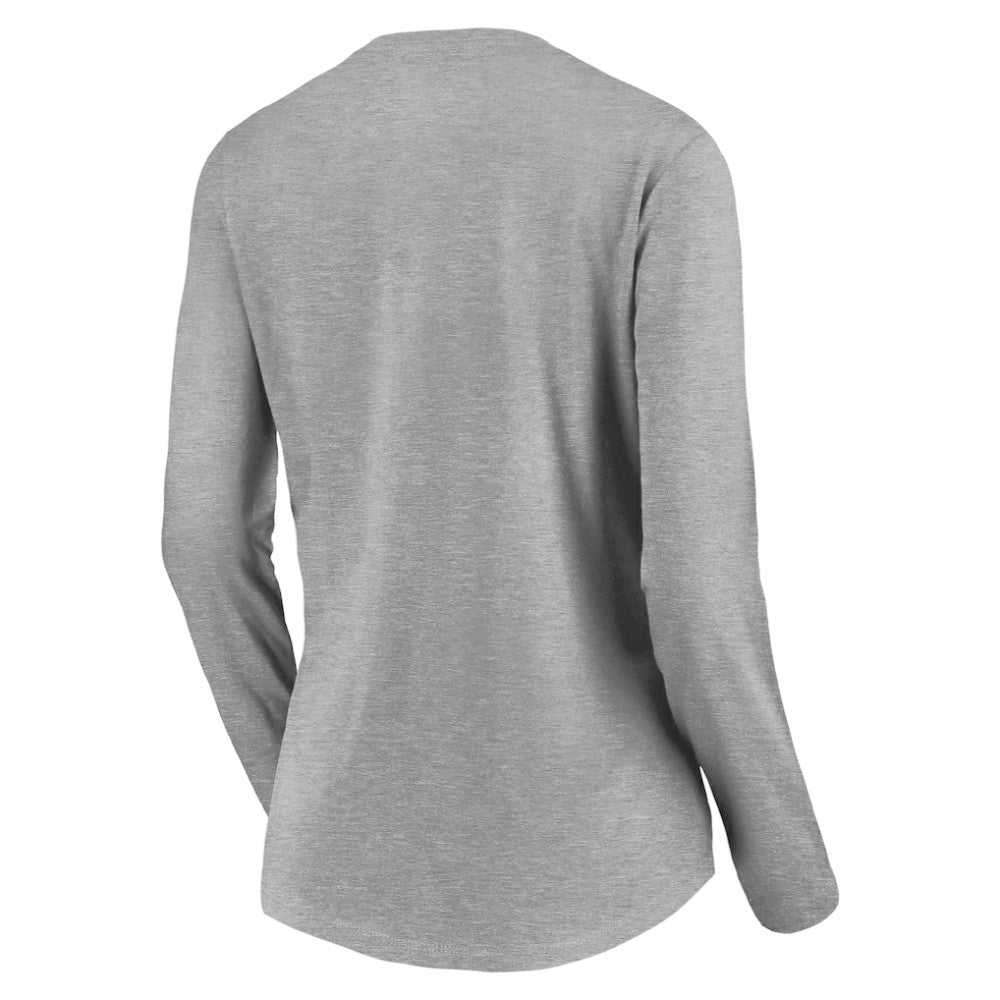 Los Angeles Dodgers Women's Evanston Stencil Long Sleeve V-Neck T-Shirt - Gray - MLB Discount