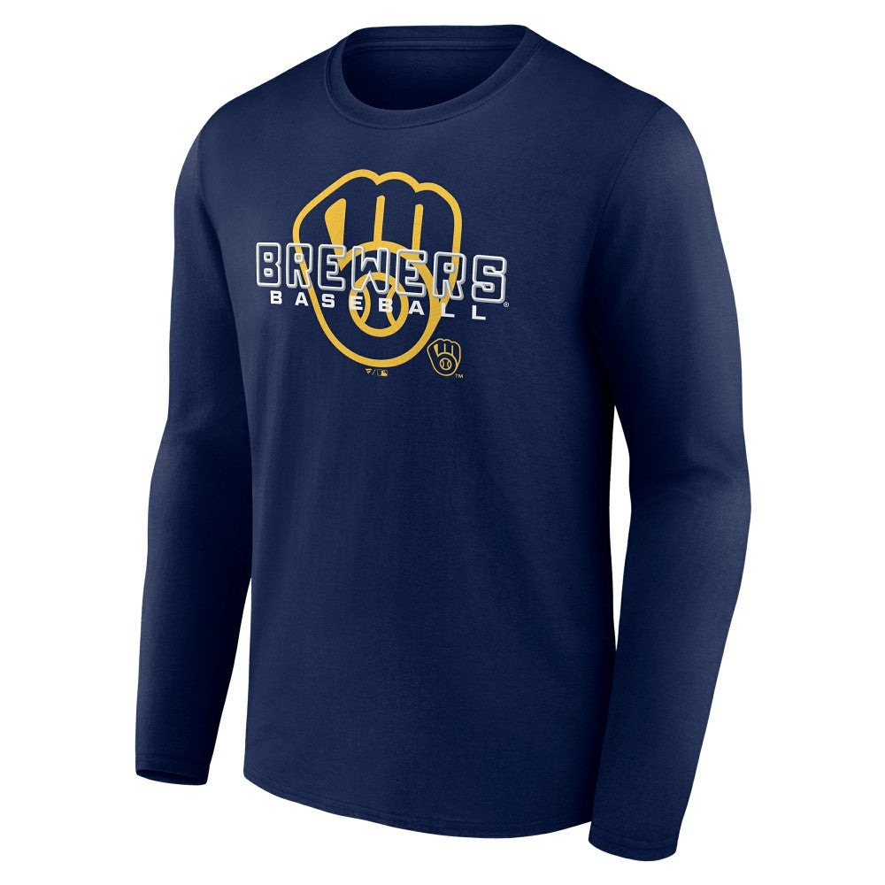 Milwaukee Brewers Stellar Long Sleeve T-Shirt - Navy - MLB Discount