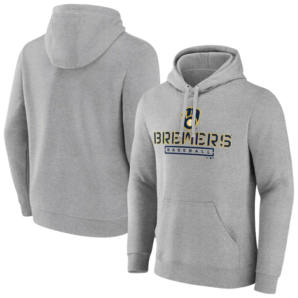 Milwaukee Brewers Evanston Stencil Pullover Hoodie - Gray - MLB Online