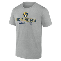 Milwaukee Brewers Evanston Stencil T-Shirt - Heather Gray - MLB on Sale