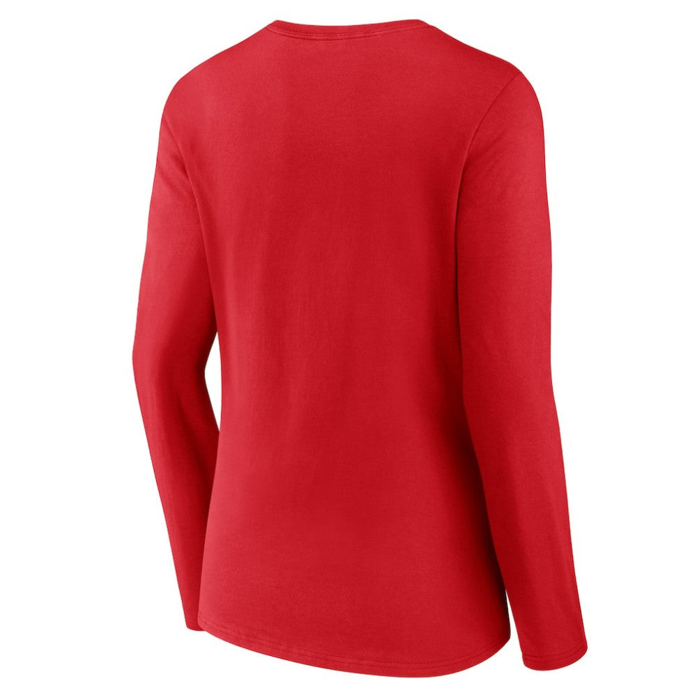 Philadelphia Phillies Women's Stellar Long Sleeve V-Neck T-Shirt - Red - MLB Discount