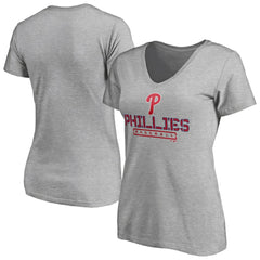 Philadelphia Phillies Women's Evanston Stencil V-Neck T-Shirt - Gray - MLB on Sale