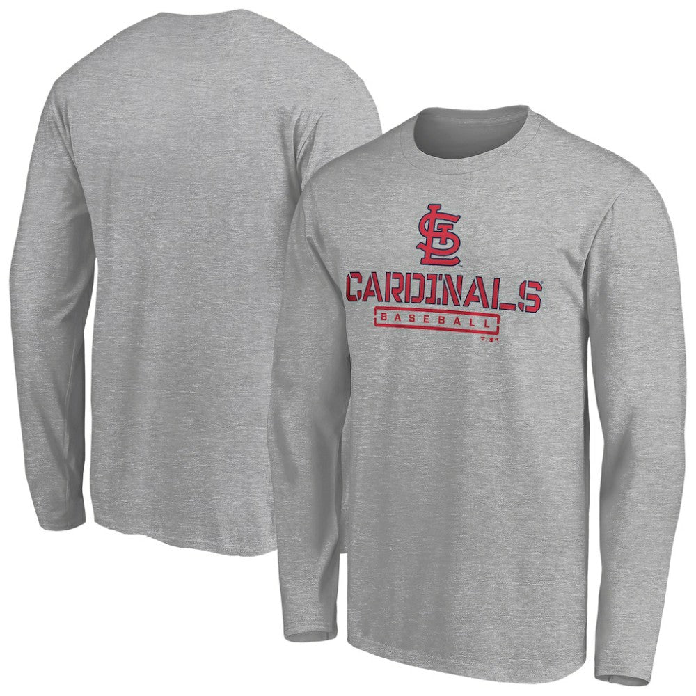 St. Louis Cardinals Evanston Stencil Long Sleeve T-Shirt - Gray - MLB Discount
