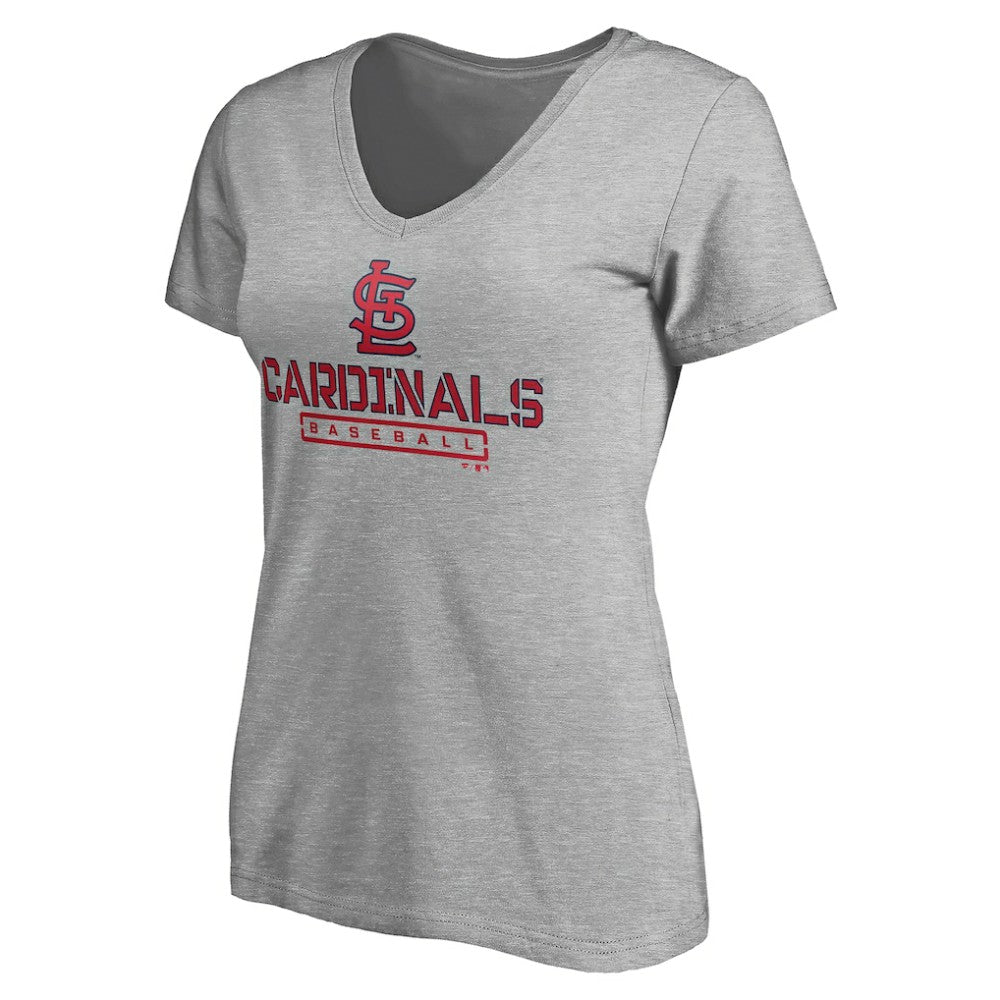 St. Louis Cardinals Women's Evanston Stencil V-Neck T-Shirt - Gray - MLB Online