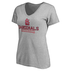 St. Louis Cardinals Women's Evanston Stencil V-Neck T-Shirt - Gray - MLB Online