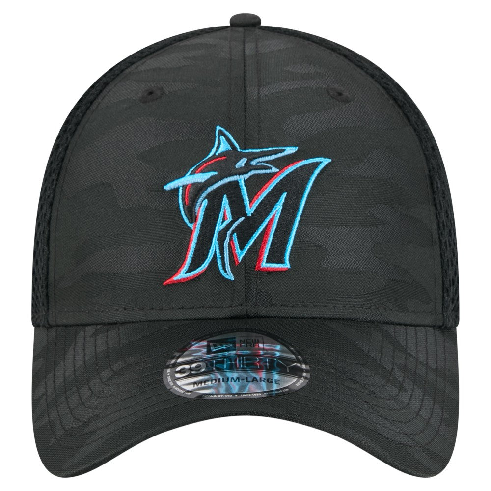 Miami Marlins New Era Subtle Camo 39THIRTY Flex Hat - Black - New Era Online