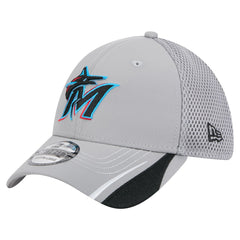 Miami Marlins New Era Linear 39THIRTY Flex Hat - Gray - New Era Lifestyle