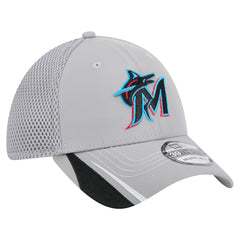 Miami Marlins New Era Linear 39THIRTY Flex Hat - Gray - New Era Lifestyle