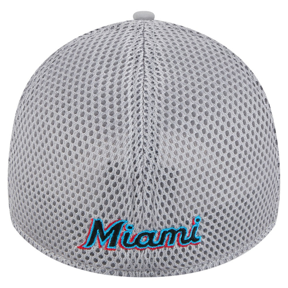 Miami Marlins New Era Linear 39THIRTY Flex Hat - Gray - New Era Lifestyle
