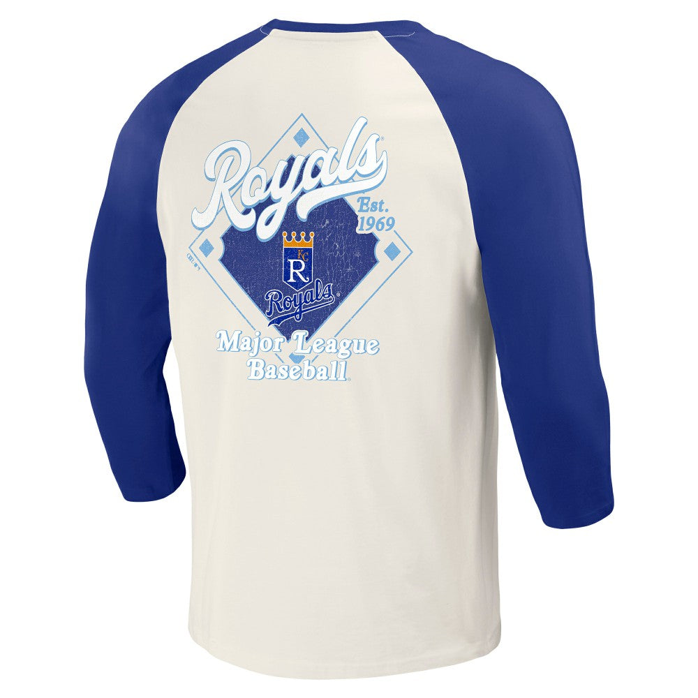 Kansas City Royals Darius Rucker Collection by Fanatics Cooperstown Collection Raglan 3/4-Sleeve T-Shirt - Royal/White - Fanatics Discount