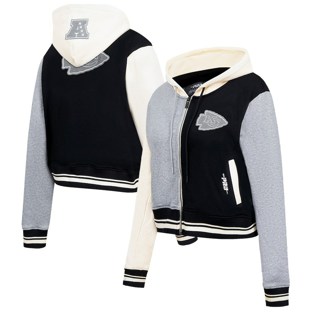 Kansas City Chiefs Pro Standard Women's Reverse French Terry Colorblock Full-Zip Hoodie Gray