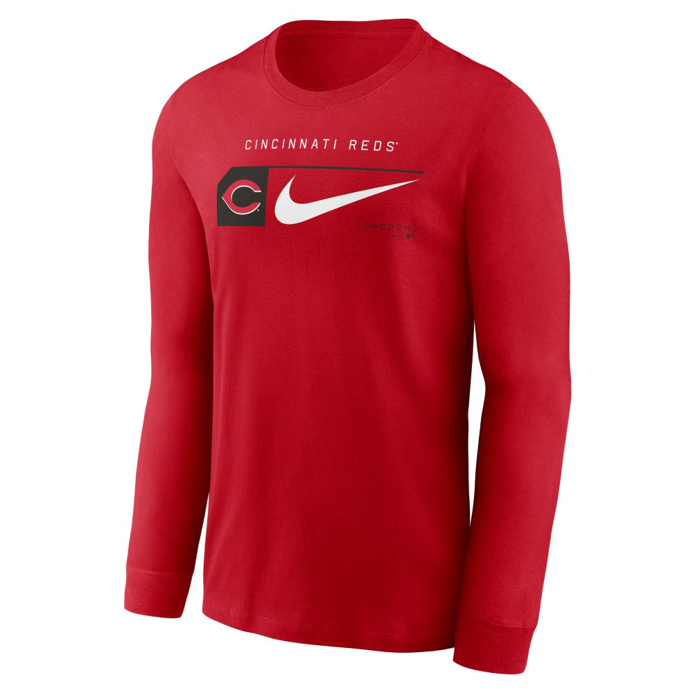 Cincinnati Reds Nike Local Logo Swoosh Lockup Long Sleeve T-Shirt - Red - Nike Lifestyle