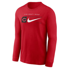 Cincinnati Reds Nike Local Logo Swoosh Lockup Long Sleeve T-Shirt - Red - Nike Lifestyle