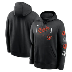 Baltimore Orioles Nike Club Stack Pullover Hoodie - Black - Nike Sale