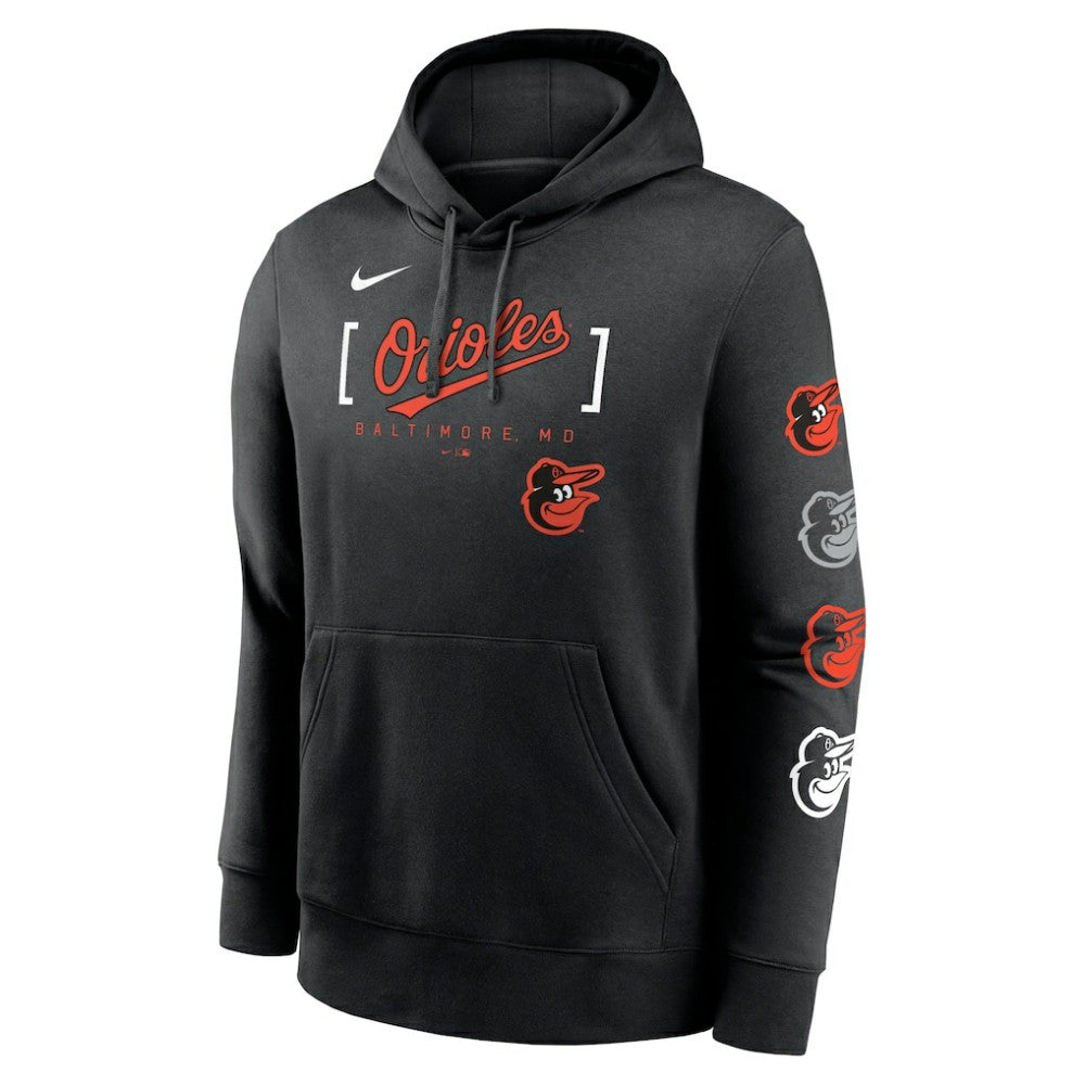 Baltimore Orioles Nike Club Stack Pullover Hoodie - Black - Nike Sale