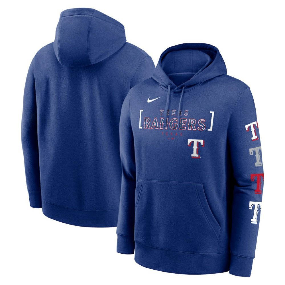 Texas Rangers Nike Club Stack Pullover Hoodie - Royal - Nike Lifestyle