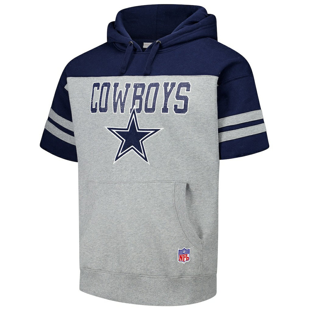 Mitchell & Ness Dallas Cowboys Off Field Vintage Logo Short Sleeve Pullover Hoodie Gray