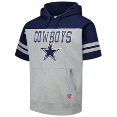 Mitchell & Ness Dallas Cowboys Off Field Vintage Logo Short Sleeve Pullover Hoodie Gray