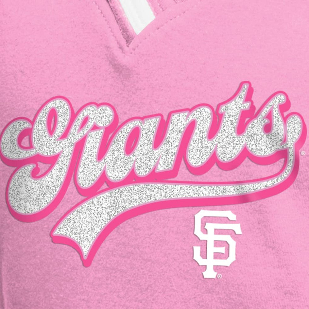San Francisco Giants New Era Girls Youth Mommy & Me Raglan V-Neck T-Shirt - Pink - New Era Discount