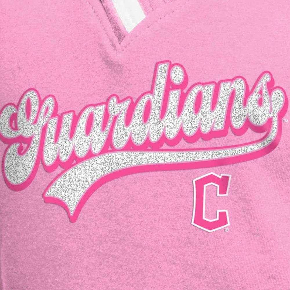 Cleveland Guardians New Era Girls Youth Mommy & Me Raglan V-Neck T-Shirt - Pink - New Era Lifestyle