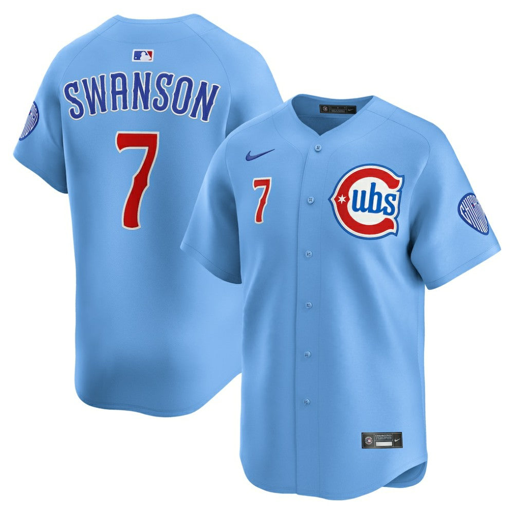 Dansby Swanson Chicago Cubs Nike 2nd Alternate Limited Player Jersey - Baby Blue - Nike Online