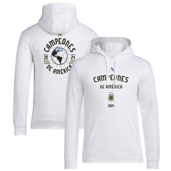 Argentina National Team 2024 Copa America Champions Pullover Hoodie White - Adidas Discount